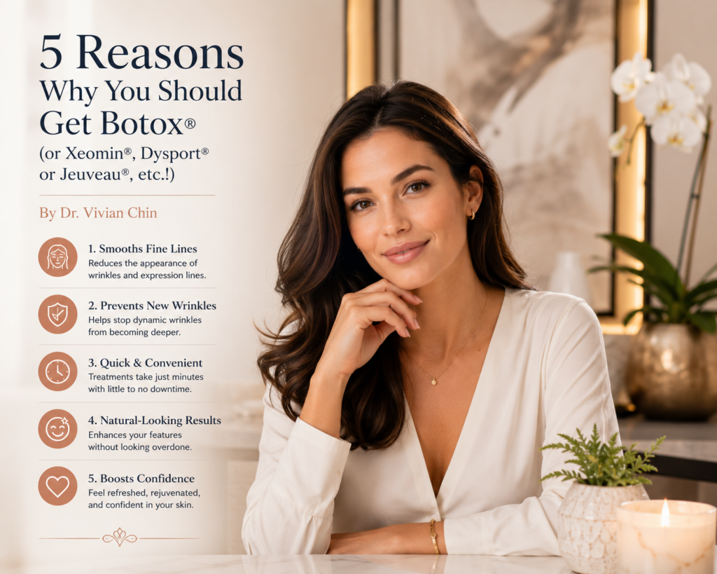5 Reasons Why You Should Get Botox®  (or Xeomin®, Dysport® or Jeuveau®, etc.!) By Dr. Vivian Chin